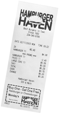 SAM4s SPS-340 Sample Receipt Tape