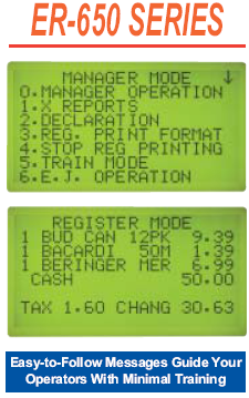 SAM4s ER-650R Cash Register Screen Examples